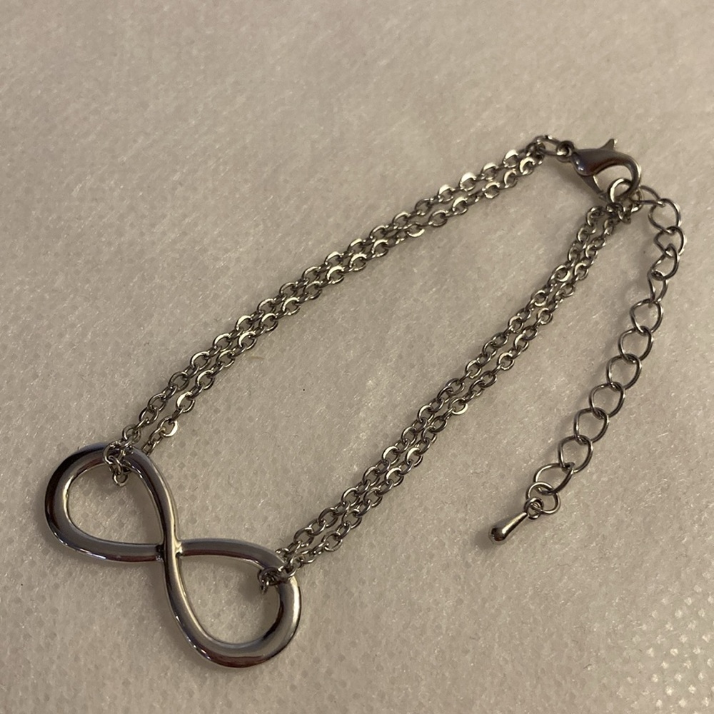 NWOT - Infinity Symbol Silver Tone Double-Chain Bracelet